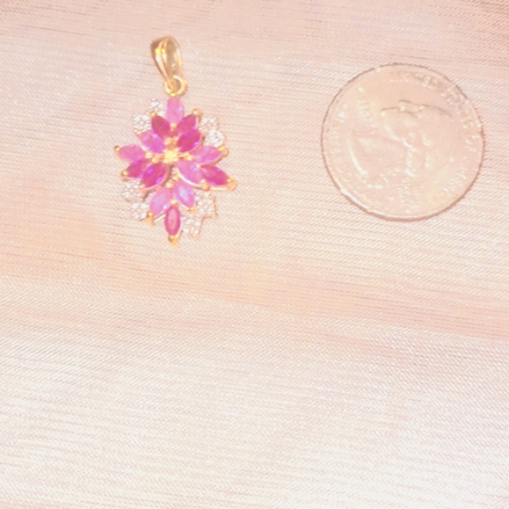 Pink Ruby and Diamond Pendant